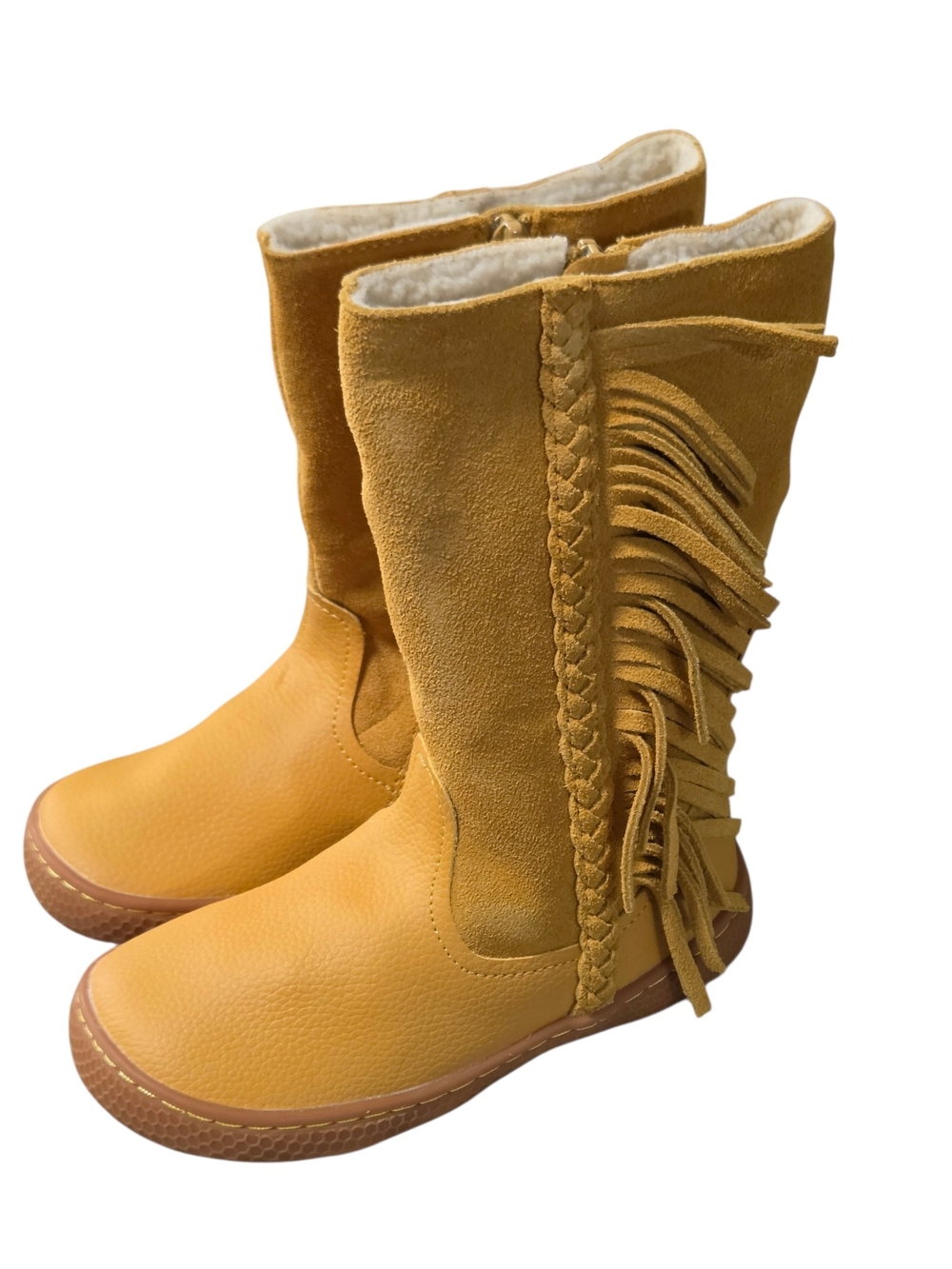 NWT Livie & Luca Sonoma girls Butterscotch Mustard Suede Fringe Boots 11 youth